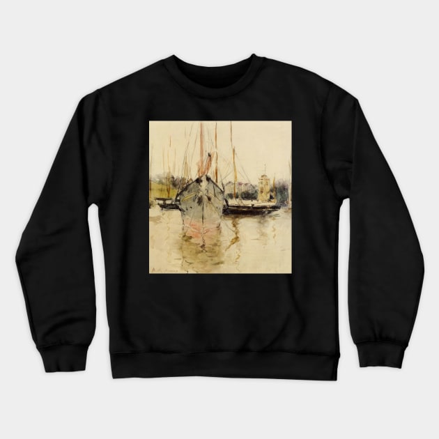 boats entry to the medina in the isle of wight - Berthe Morisot Crewneck Sweatshirt by Kollagio